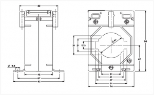 Габаритные размеры трансформаторов тока MAK CT 74/50 (45)
